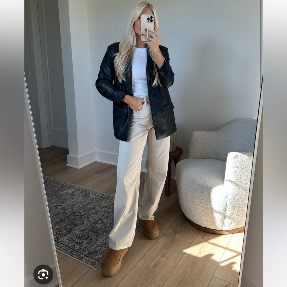 Abercrombie & Fitch Black Faux Leather Blazer